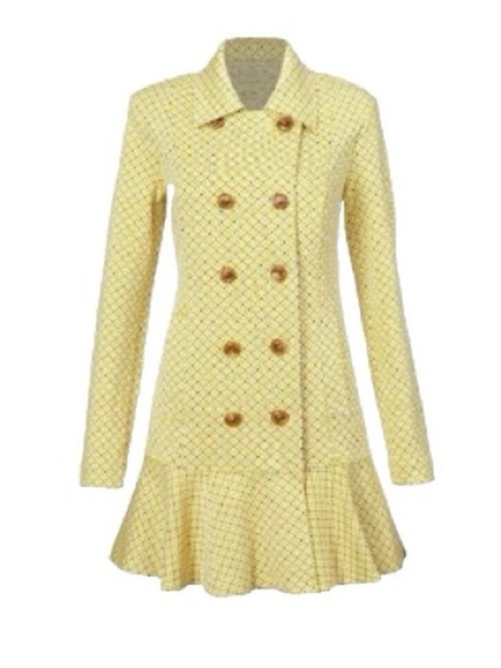 CAbi Hobnob Topper Coat Jacket Peplum Flounce Yellow Medium